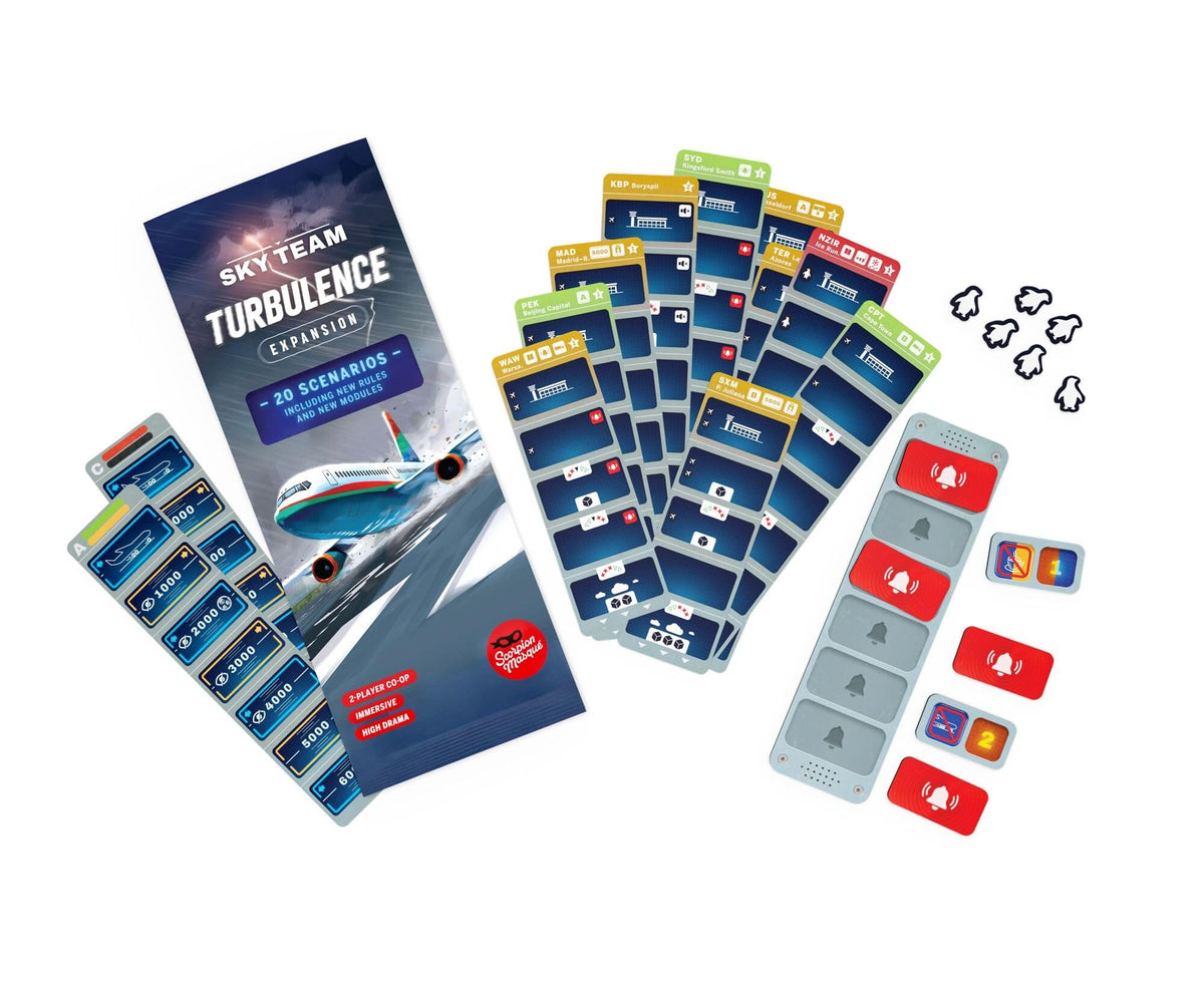 Scorpion Masqu Sky Team Turbulence Expansion | Cooperative Dice Game | Ages 12+ | 2 Players | 20 Minutes