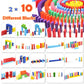 WOOD CITY 1000 Piece Wooden Dominoes Set for Kids - Colorful Stacking Blocks with Storage Bag - Educational Toy