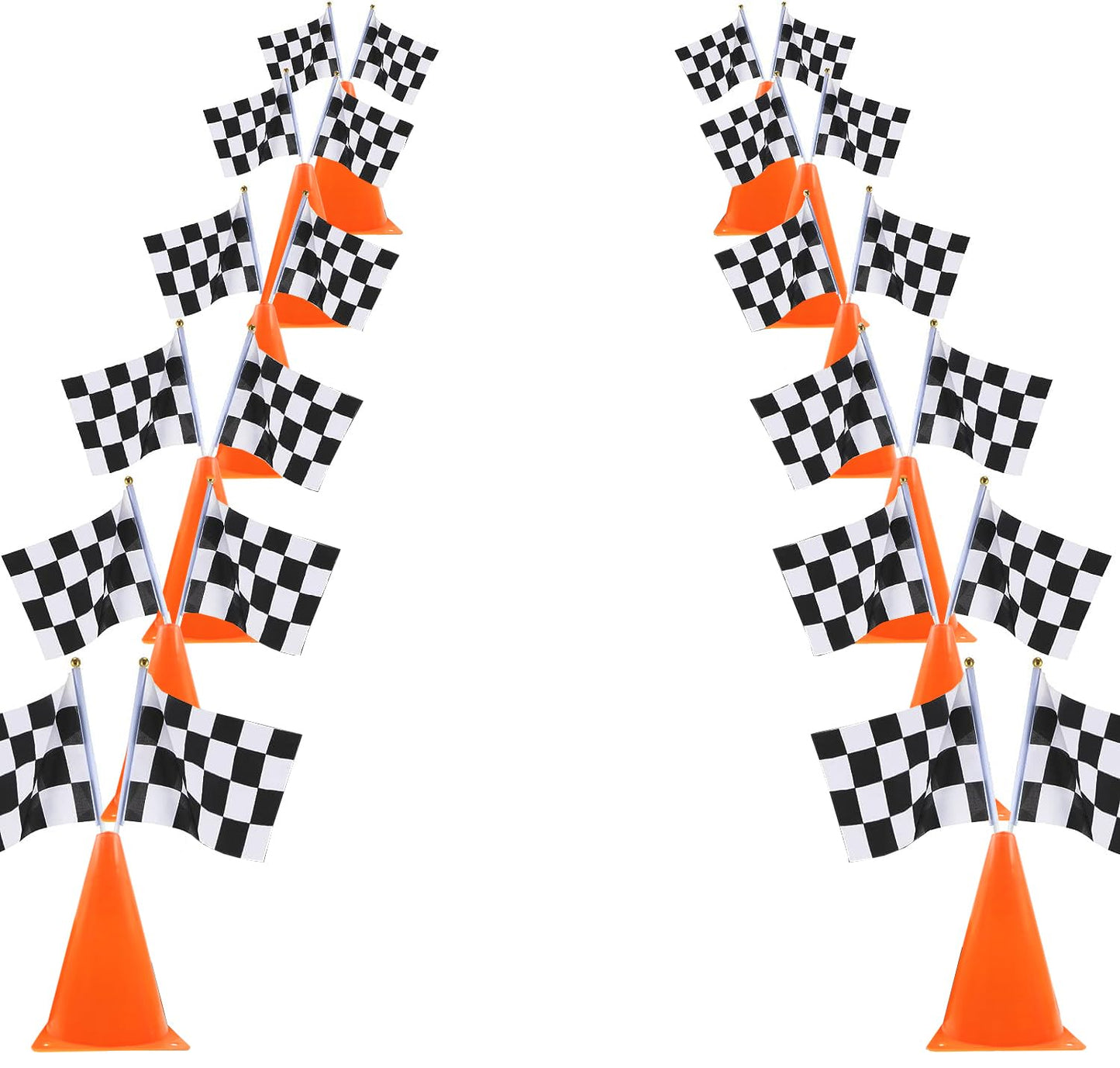 Yoelvn 12 Pack 8X5.5 Inch Checkered Flags Black And White Checkered Stick For Race Car Two Fast Centerpieces,Finish Line Flags R