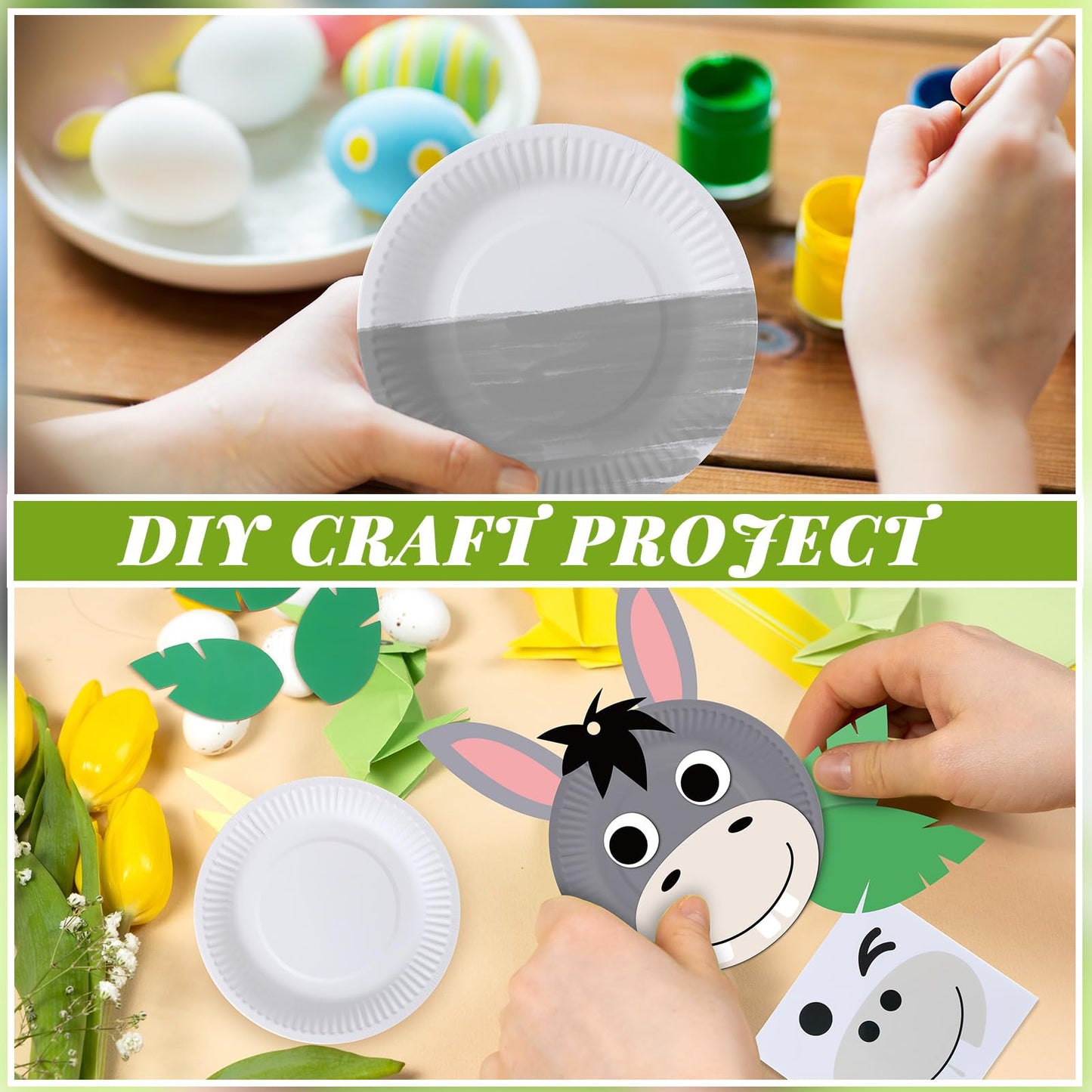 Honeydak 24 Set Donkey Crafts Easter Palm Sunday Craft Make Your Own Easter Donkey Ornaments Color Your Own Animal Arts for Palm