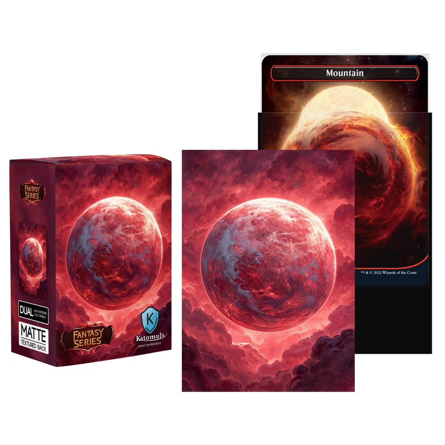 Katomula 100 MTG Card Sleeves - Textured Back Art, Standard Size, Mountain Planet, Plastic, 100 Inner Sleeves