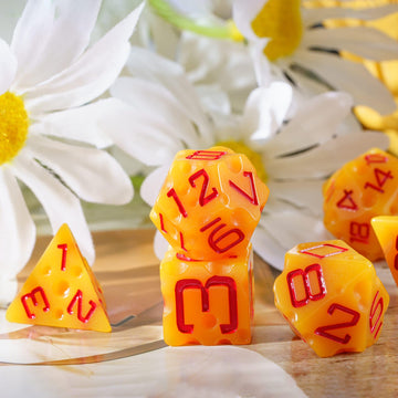 HDdais Cheese Dice Set Resin DND Dice Set, 7PCS Yellow Polyhedral Dice Set D&D for Dungeons and Dragons Role Playing Game and Ot