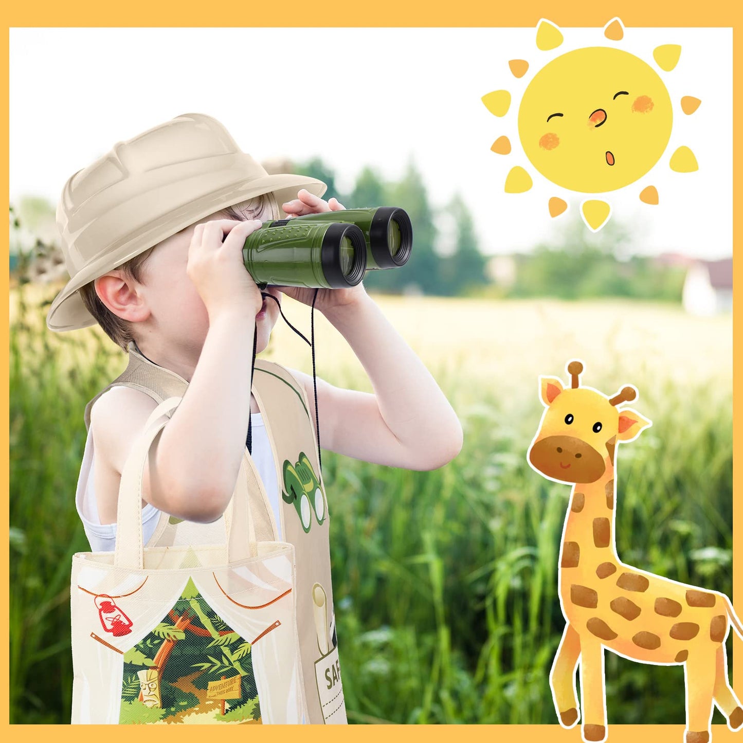 Haysandy 48 Pcs Kids Explorer Costume Set Include Plastic Explorer Safari Hats Jungle Party Vest Safari Tote Bag Adventure Binoculars For Kids Activities Jungle Zoo Birthday Party Supplies Favors