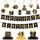 40Th Glitter Black Gold Birthday Banner Party Decorations, Happy 40Th Birthday Decorations Hanging Swirls Banner Honeycomb Centerpieces For Men Women Happy 40 Years Old Bday Party