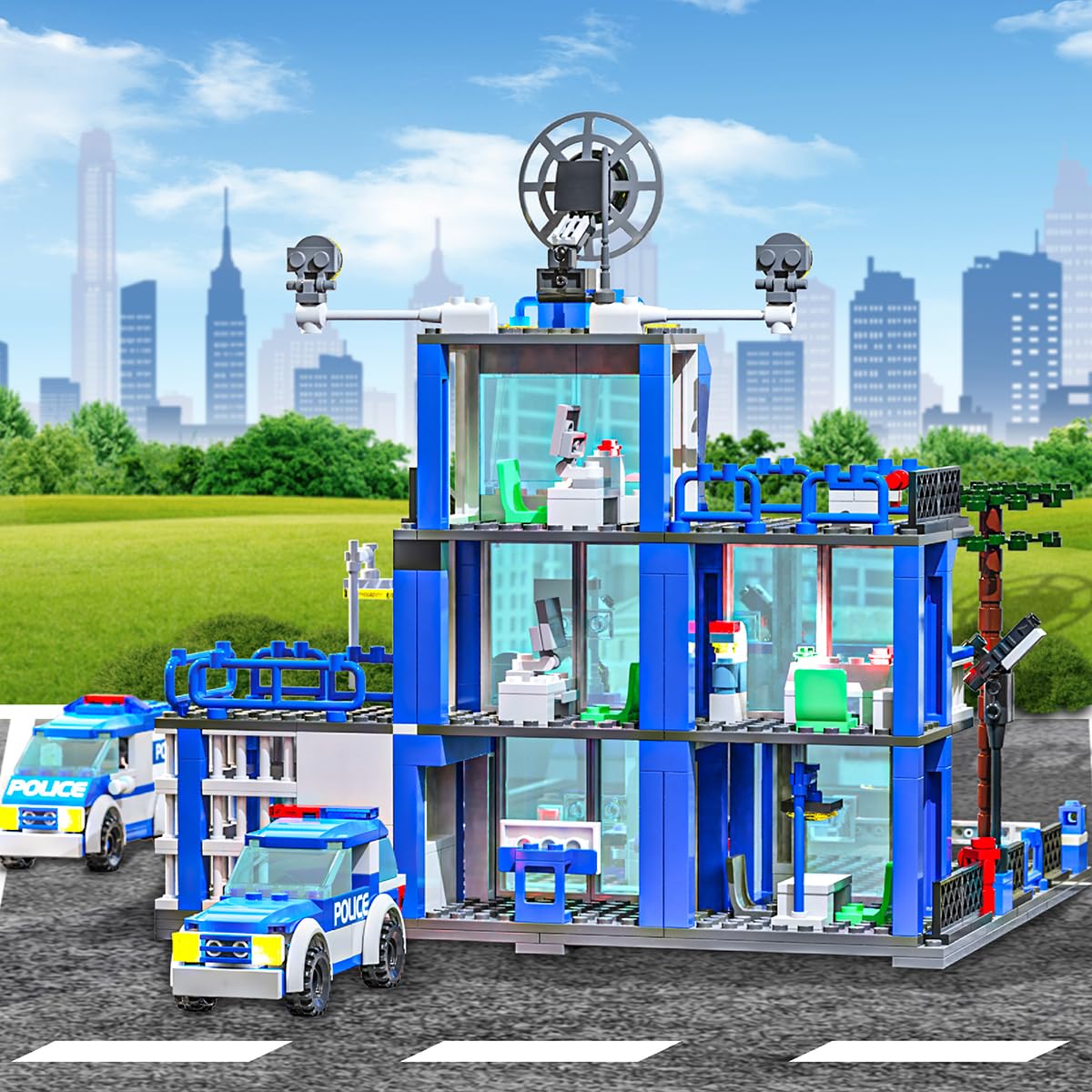 City Police Station Building Blocks Sets,570Pcs City Police Station & Car Building Bricks Gift For Boys 6+ (Compatible With Lego