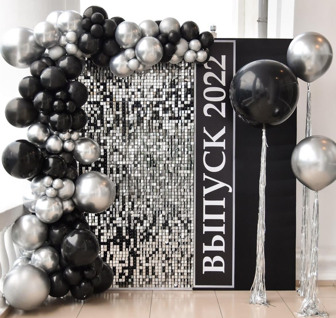 Dagelar Black And Silver Balloon, 30Pcs Metallic Chrome Silver And Black Birthday Balloons With Black Silver Confetti Balloon, H