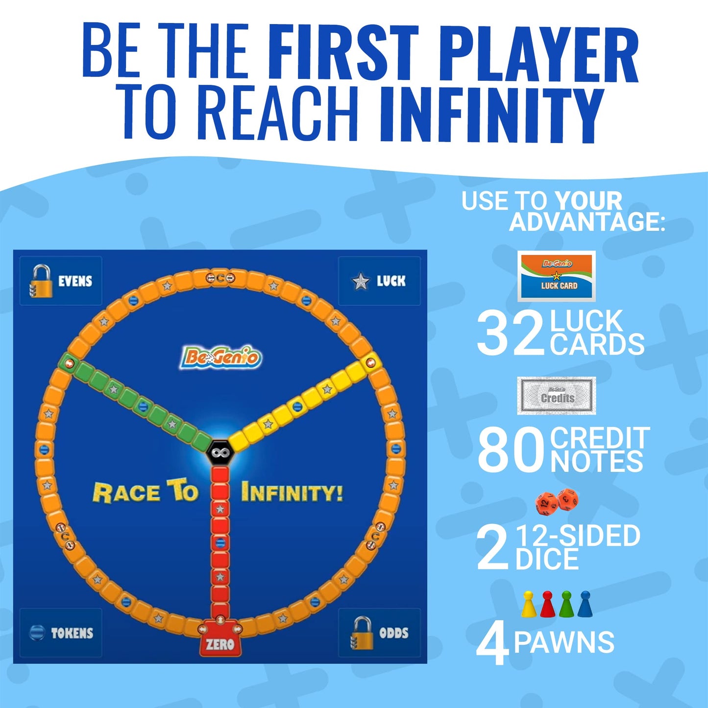 BeGenio - Race to Infinity, Math Games for Kids 6-12, Fun Educational Board Games, Multi-Level Tabletop Games, Table Top Board G
