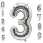 Aule 40 Inch Big Silver 3 Balloon Number Large Foil Helium Number Balloons 0-9 Jumbo Giant Happy 3Rd Birthday Party Decorations