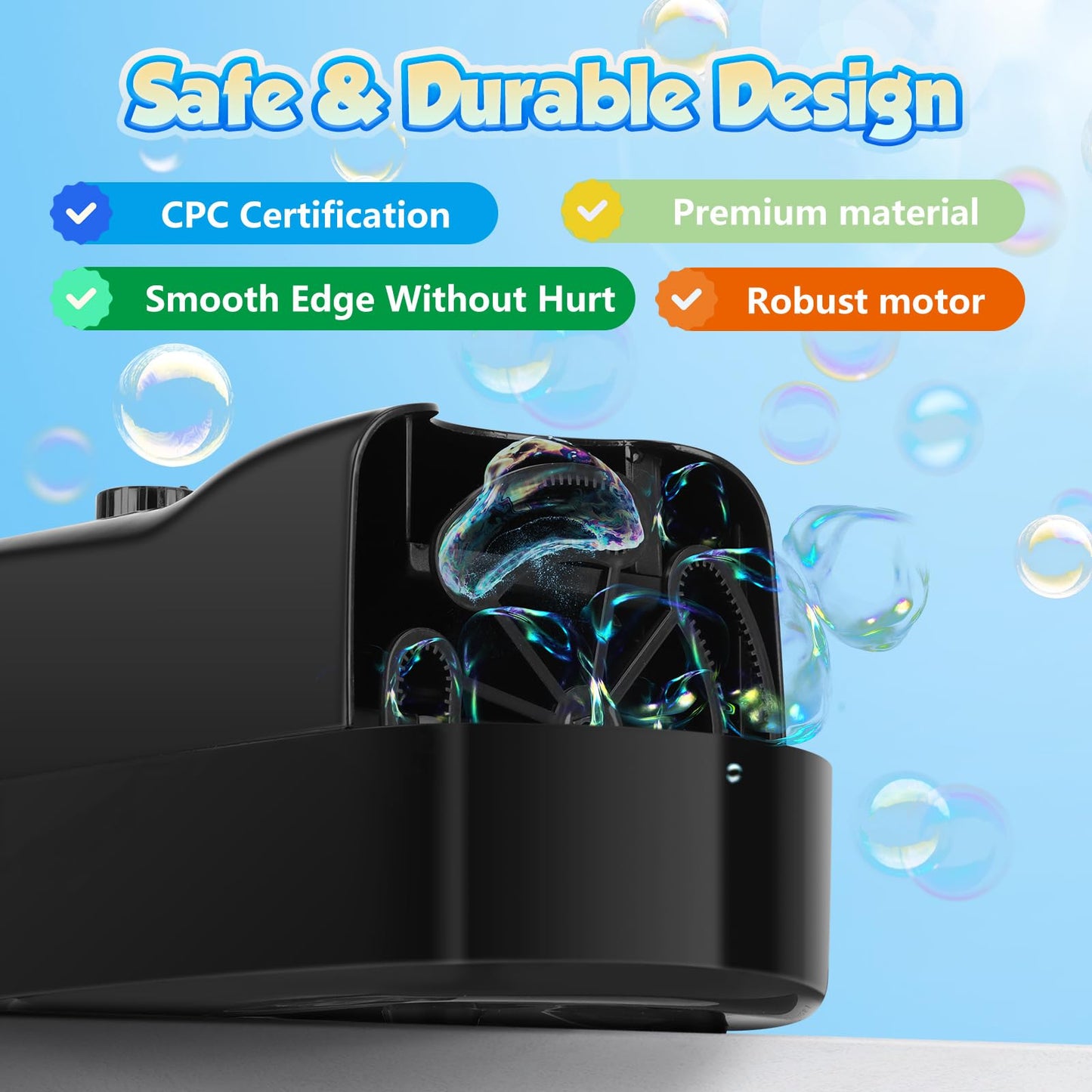 Beria Automatic Bubble Machine For Kids - 3 Size Bubbles, 2 Speeds, Outdoor Toys For Toddlers, Toys For 6 7 8 Years Old Boys Gir