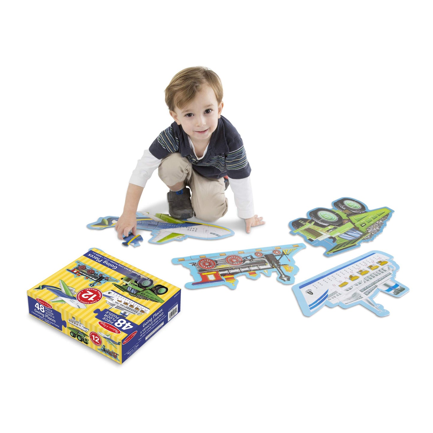 Melissa & Doug Going Places Vehicles Floor Puzzles (4 Puzzles, 12 Pcs Each)