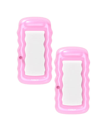 Funboy Giant Inflatable Luxury Clear Pink Mesh Lounger Water Hammock Pool Float, Perfect For A Summer Pool Party, Bundle Pack Of