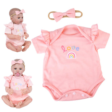 Aori Lifelike Baby Dolls Clothes 20 Inch Pink Clothes Set For 17-20 In Realistic Girl Doll