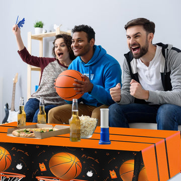 Basketball Tablecloth, 3 Pcs Basketball Birthday Decorations Rectangle Plastic Table Cover, Disposable Table Cloths For Basketba