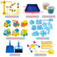 ESSENSON Play Construction Sand Kit - 3lbs Sand with 2 Colors, 6 Mini Construction Trucks, Construction Toys and Signs, Animal M