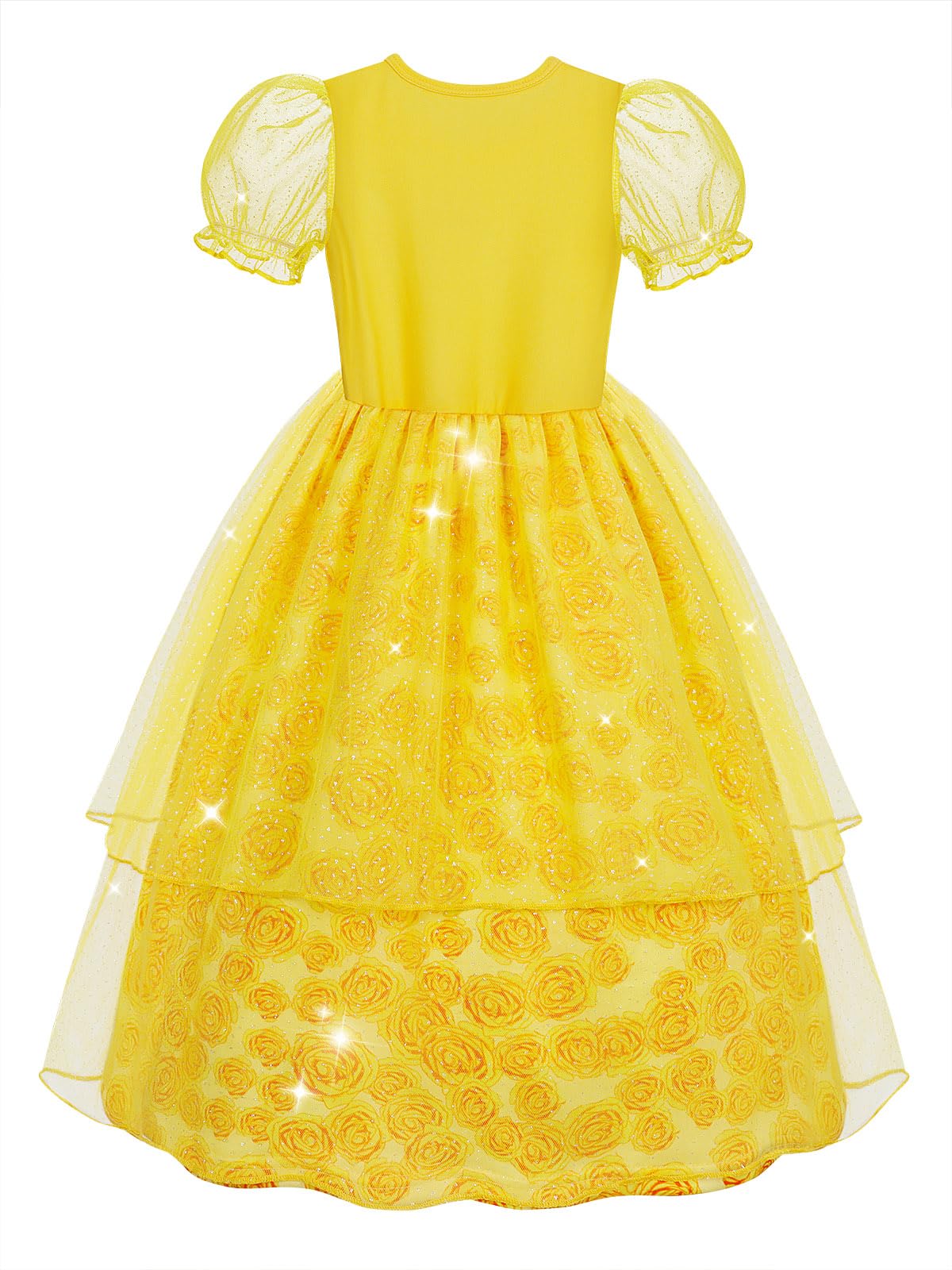 Marendyee Princess Dress For Girls Halloween Costume Outfit Sparkly Tulle Mesh Puff Sleeve Cosplay Fancy Dresses Christmas Gift