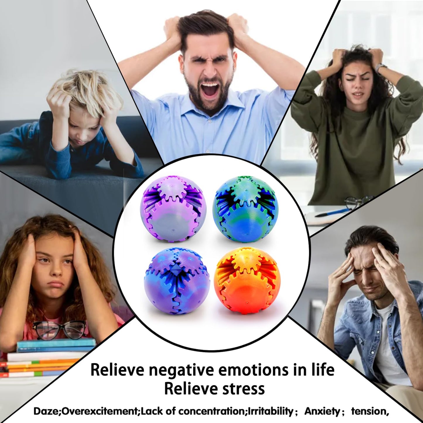 6Pack Fidget Spinner,Fidget Toys For Adults Kids Anxiety,Adhd Autism Sensory Toys,Stress Relief Fingertip Gyros,Portable Desk To