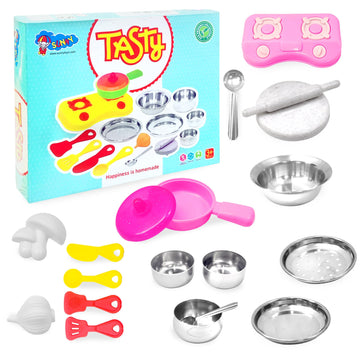 FunBlast Kitchen Cooking Play Set for Girls  Steel Kitchen Set Toys, Role Play Toys for Girls Kids, Boys, Pretend Play Toys for