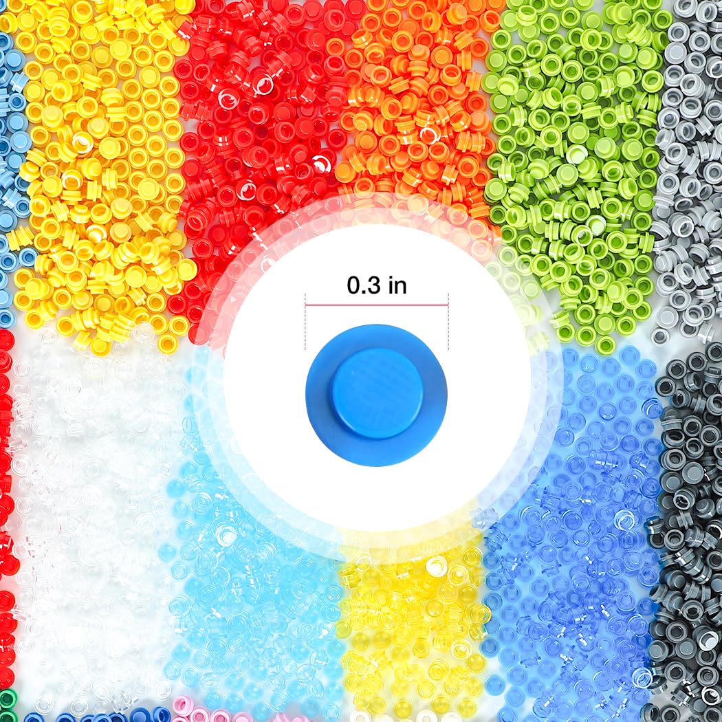 Etarnfly 3600Pcs Pixel Bricks, 1X1 18 Colors Classic Round Plates Building Blocks Parts And Pieces - Pixel Arts Dots Bulk Studs