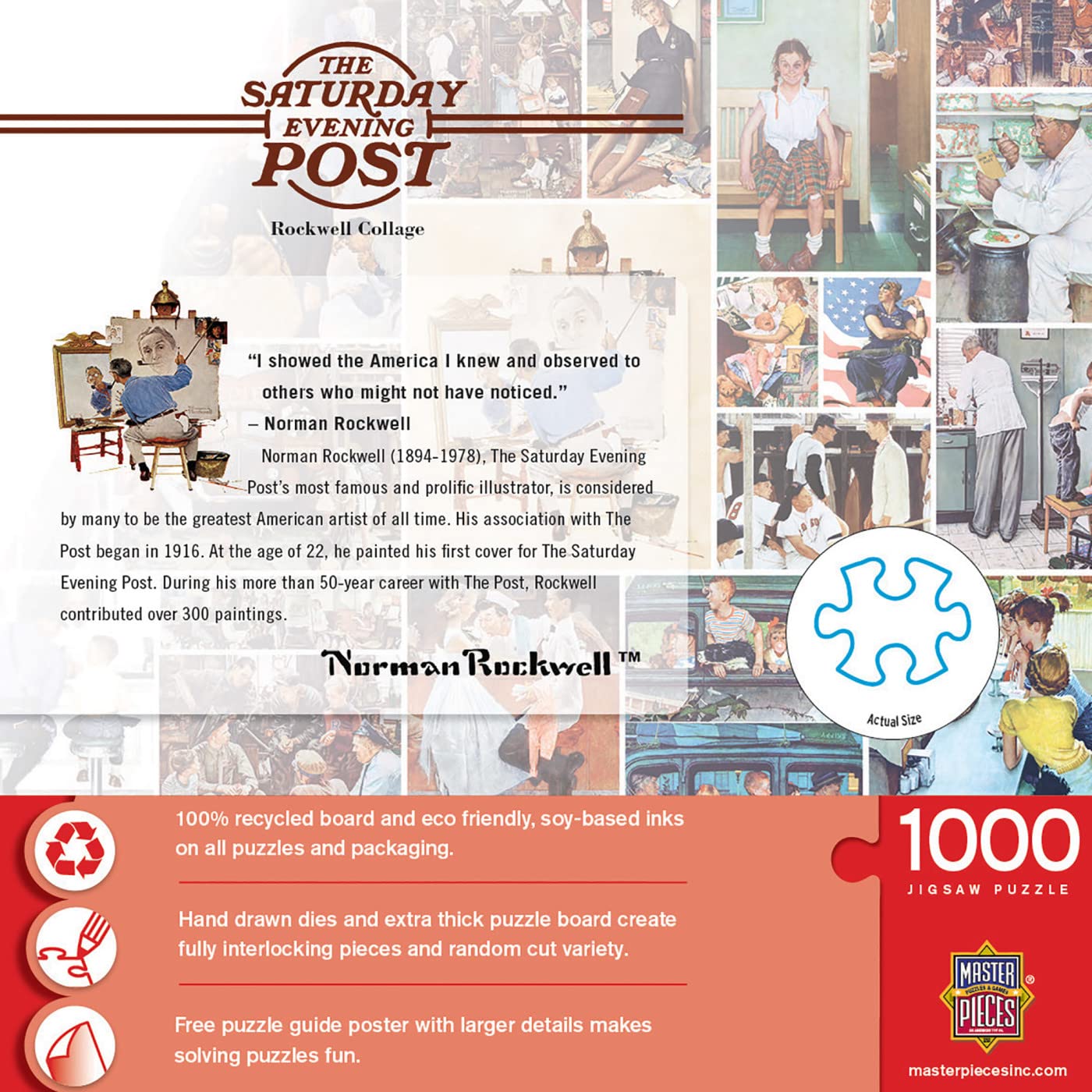 Masterpieces 1000 Piece Jigsaw Puzzle For Adults, Family, Or Youth - Rockwell Collage - 19.25''X26.75''