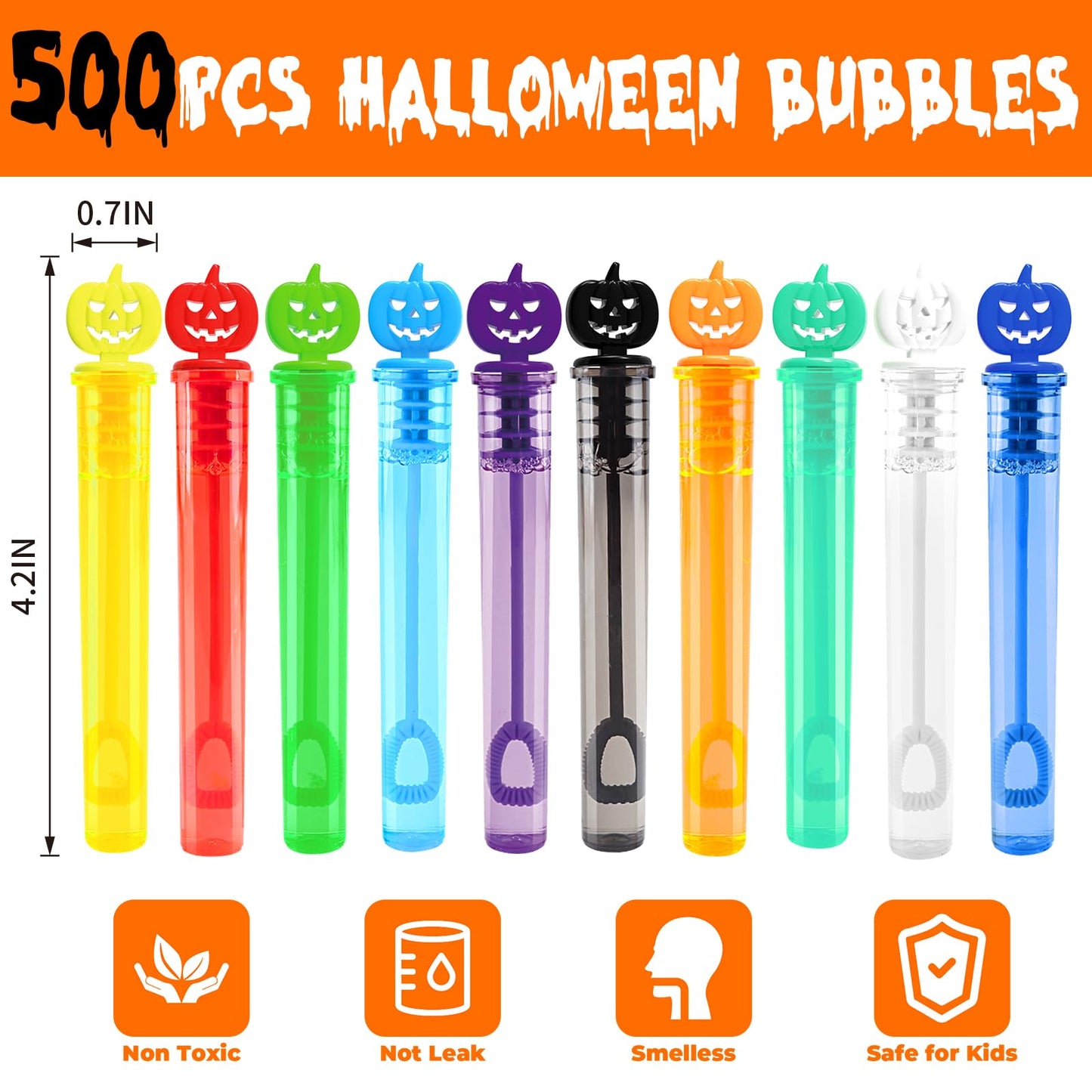 AuroTops 500 PCS Halloween Mini Bubble Wands,Halloween-Themed Bubbles Bulk for Trick or Treat Toys for Kids Gifts Halloween Part