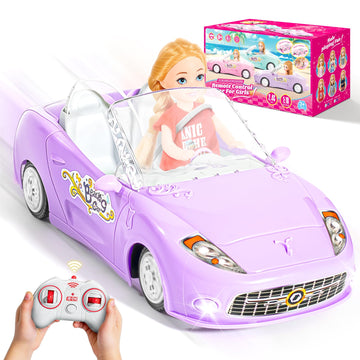 HapKid Purple Remote Control Car for Girls, 1:18 Scale RC Cars with LED Light, 2.4 GHZ Pink Truck Toy for Toddlers Kids, Birthda