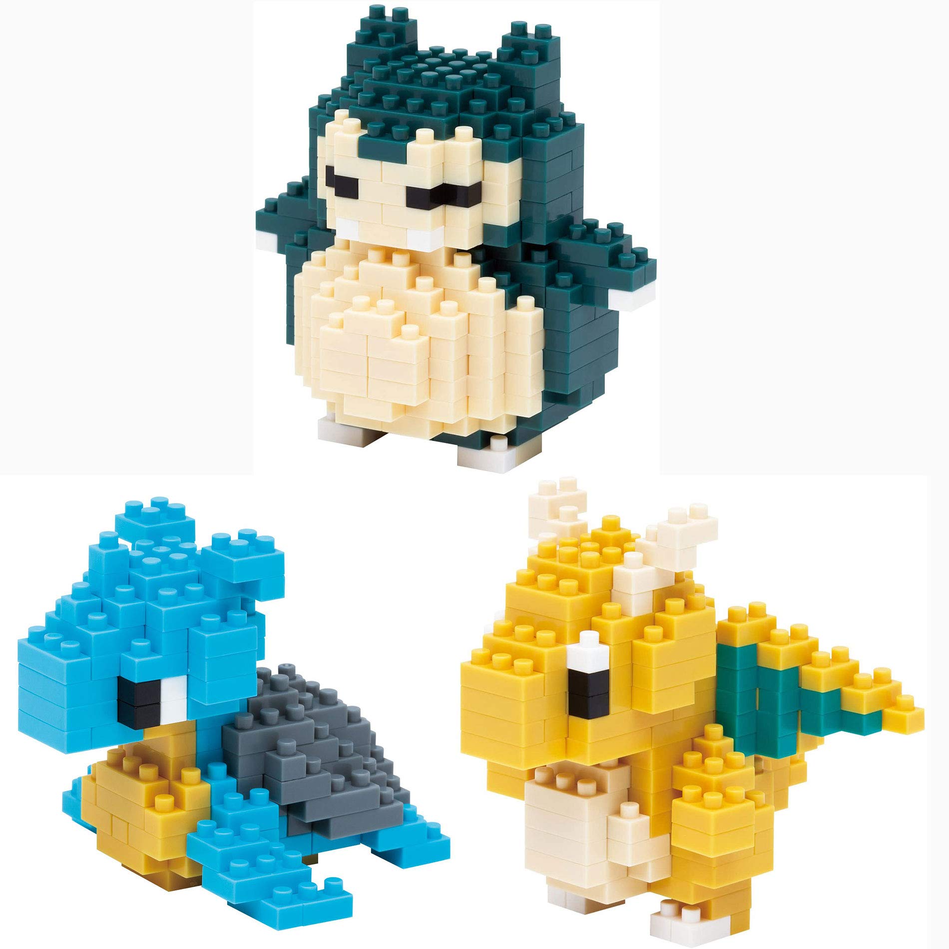 Nanoblock - 3 Sets Bundle - Laplace, Dragonite (Kairyu) and Snorlax ...