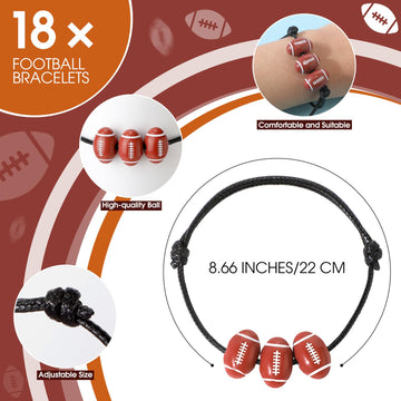 Foilswirl 18 Sets Valentines Day Football Gifts Mini Stress Balls Bracelets with Cards Football Team Gifts Party Favors for Val