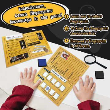 UNGLINGA Spy Kit for Kids - Detective Outfit with Fingerprint Toys, Black, Size 140, Ideal for 5-11 Year Olds, Educational Role Play Costume