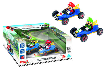 Carrera Pull & Speed 15813018 Official Licensed Kids Mario Kart Toy Car Pull Back Vehicle for Ages 3 and Up - Mach 8 Mario/Mach