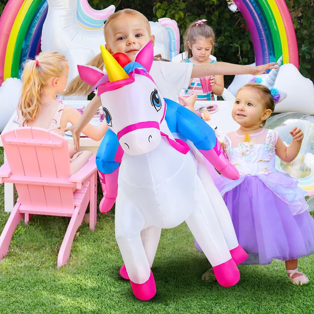 Kooy Inflatable Unicorn Costume Kid Blow Up Unicorn Costume Kids Unicorn Inflatable Costume For Kids For Funny Halloween Inflatable Costumes For Kids, Blow Up Costume For Kids(7-10Y