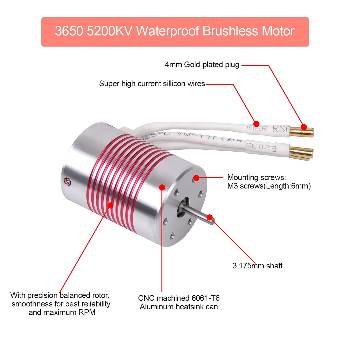 Rc Car 1:10 Scale 3650 5200Kv Brushless Motor & 120A Esc & Programming Card Pi65 Waterproof Motor & Electronic Speed Controller