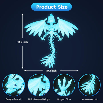 SHUWND 3D Printed Feathered Wyvern Dragon With Wings - Full Articulated Crystal Flying, Realistic Large Pet, Flexible Shoulder S