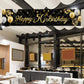 Happy 50Th Birthday Banner For Men Women Sign Black Gold Glitter 50 Years Old Birthday Party Decorations Supplies Anniversary Celebration Backdrop