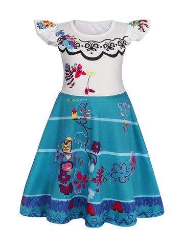 Sukyfecde Mirabel Dress for Toddler Girls Princess Costume Birthday Halloween Dress Up Role Play Outfits 9-10 Years White