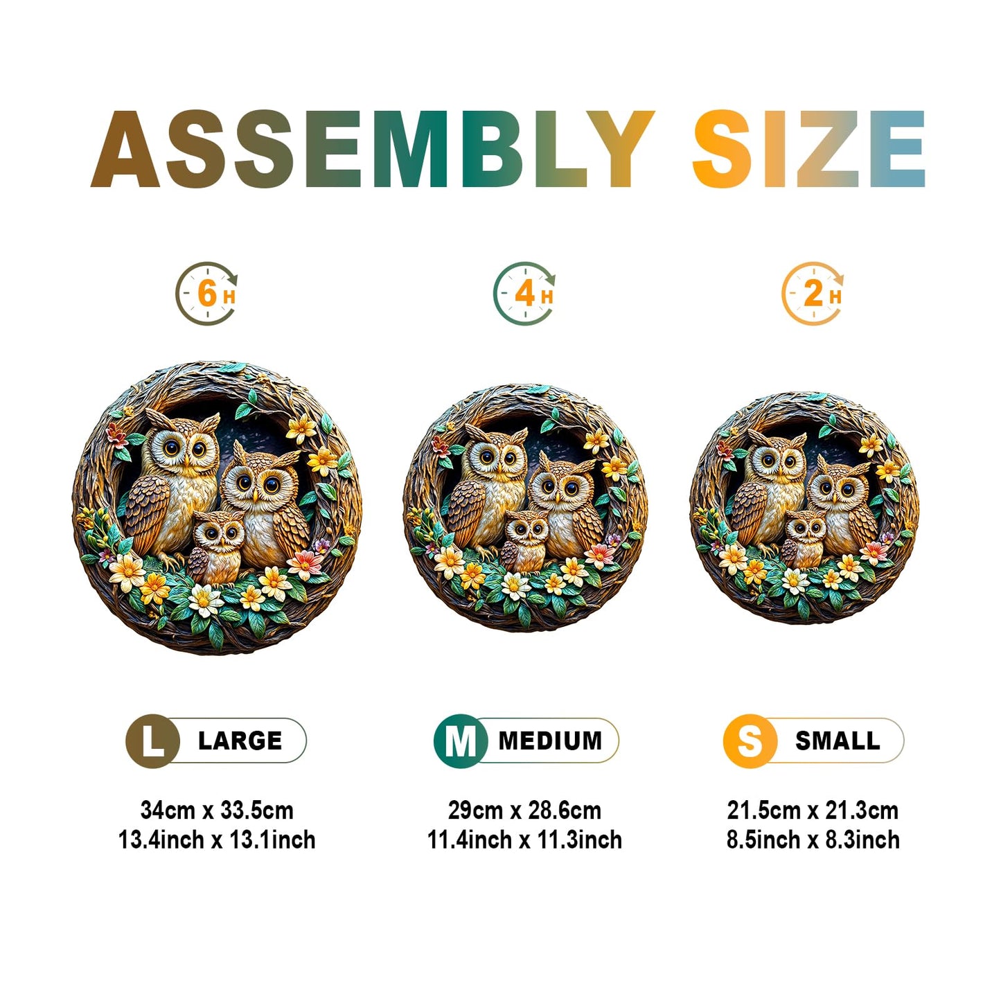 Wooden Puzzles for mature-themeds - 3D Vision Effects Owl Family Wooden Jigsaw Puzzle - Unique Animal Shaped Wood Puzzles mature-themed - Creative Birthday Gift Family Game (300pcs)