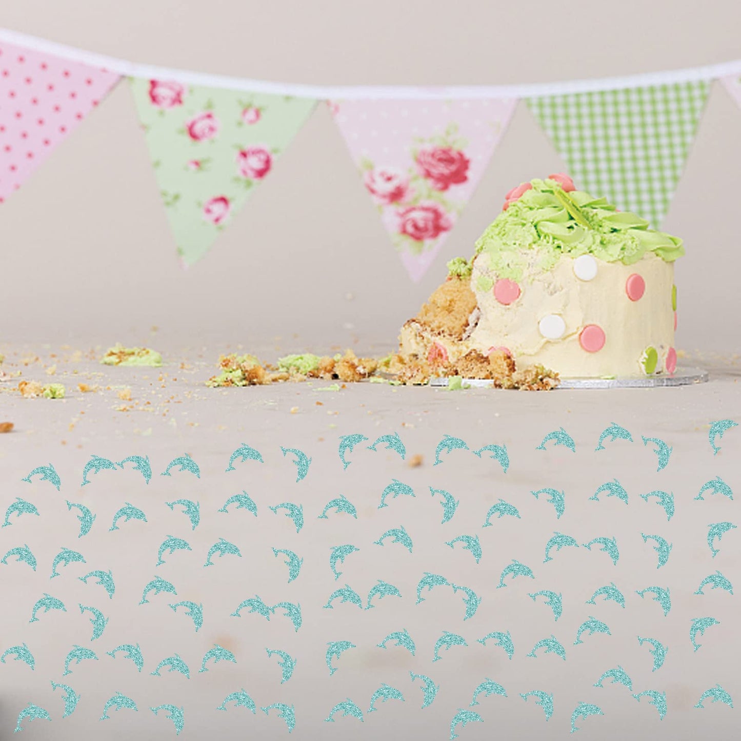 Set of 100 Dolphin Confetti, Sky Blue Glitter Ocean World Sea Animal Paper Scatter, Circus Table Confetti, Dolphin Smash Cake De