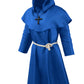 Knelor Kids Medieval Monk Hooded Robe Priest Friar Robe Halloween Cosplay Costume Cloak For Boys And Girls