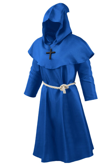 Knelor Kids Medieval Monk Hooded Robe Priest Friar Robe Halloween Cosplay Costume Cloak For Boys And Girls