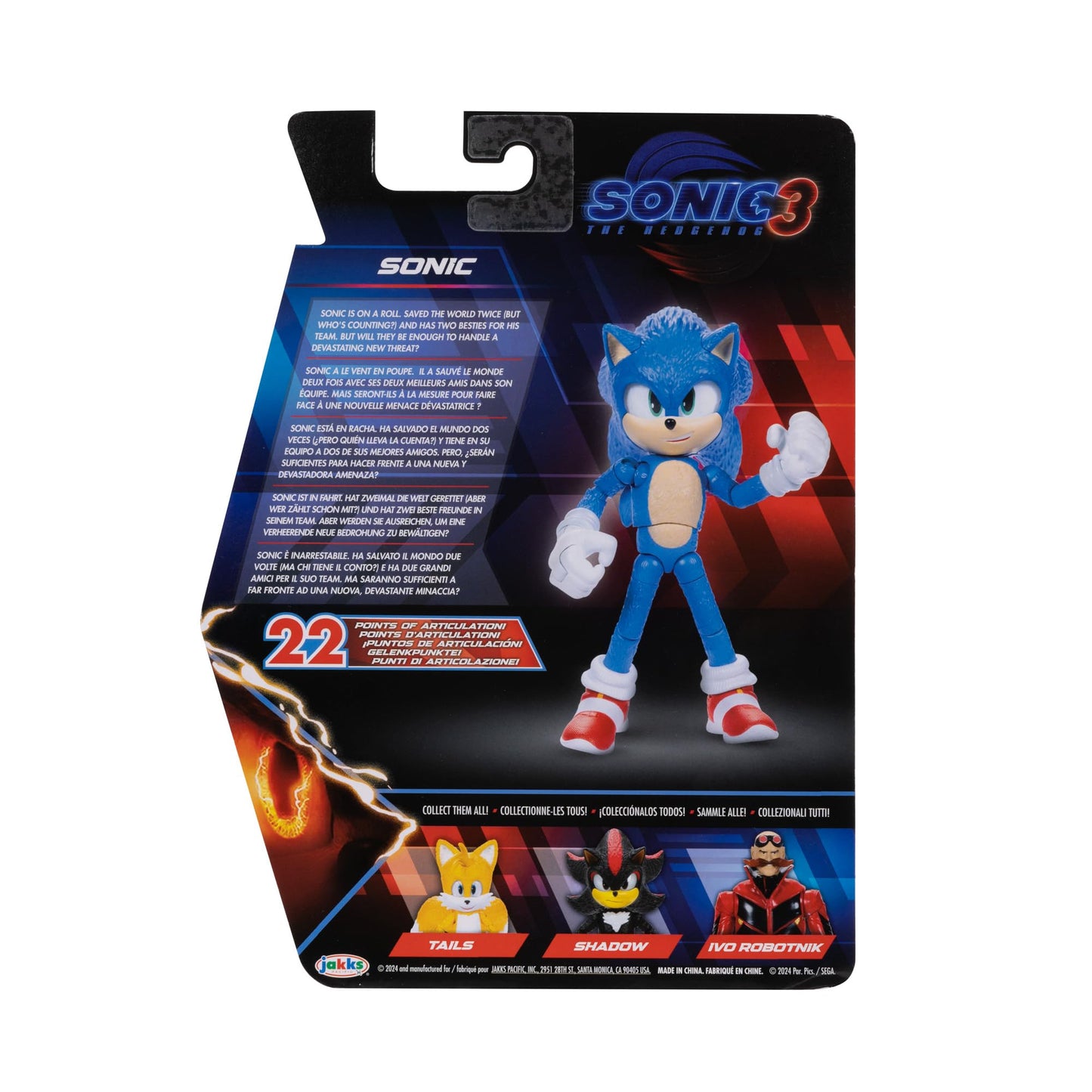 Sonic 3 Movie Action Figures 5-Inch Sonic Collector Toy Figure, Highly Articulated for Boys Girls - Officially Licensed Sonic Th