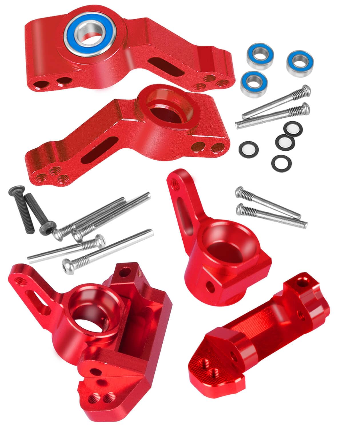 Aluminum Front Caster Block,Steering Blocks and Rear Stub Axle Carriers kit Upgrades Parts for 1/10 Slash 2WD/Stampede 2WD/Rustl