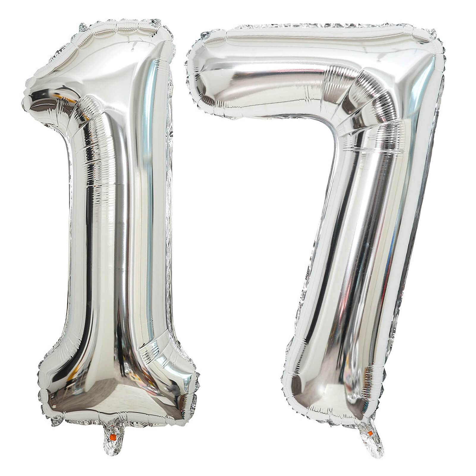 40 Inch Silver 17 Number Balloons Giant 17 Balloons Silver Birthday 17 Balloons 17Th Birthday Anniversary Party Decorations Supp