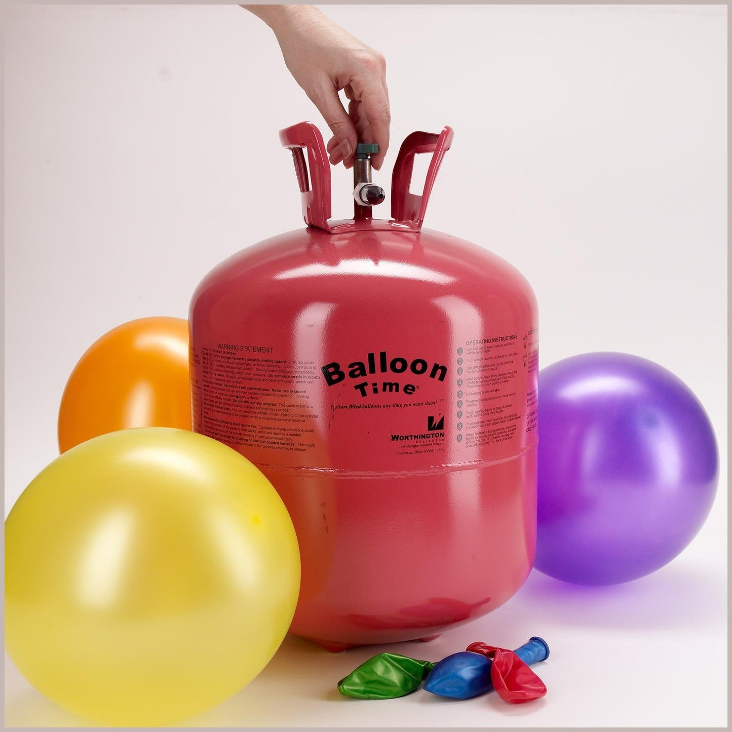 Balloon Time Jumbo Helium Tank - Portable Inflator for Parties, 14.9 ft³, Eco-Friendly, Red, Model 347138