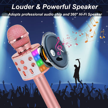 Toys For Girls Karaoke Microphone - Portable Wireless Bluetooth Karaoke Mic Machine With Flashlights, 3 4 5 Year Old Girl Birthday Gifts,Kids Toys For 6 7 8 9 10 Year Old Girl Stuff Teen