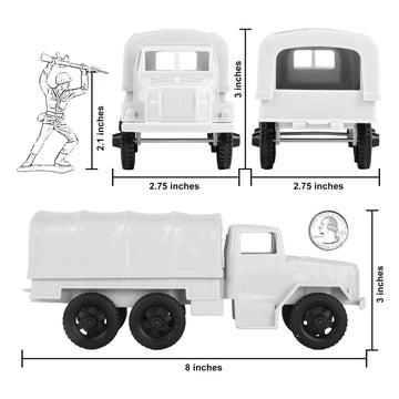 TimMee Plastic Army Men TRUCKS - White M34 Deuce and a Half Cargo Vehicles US Made