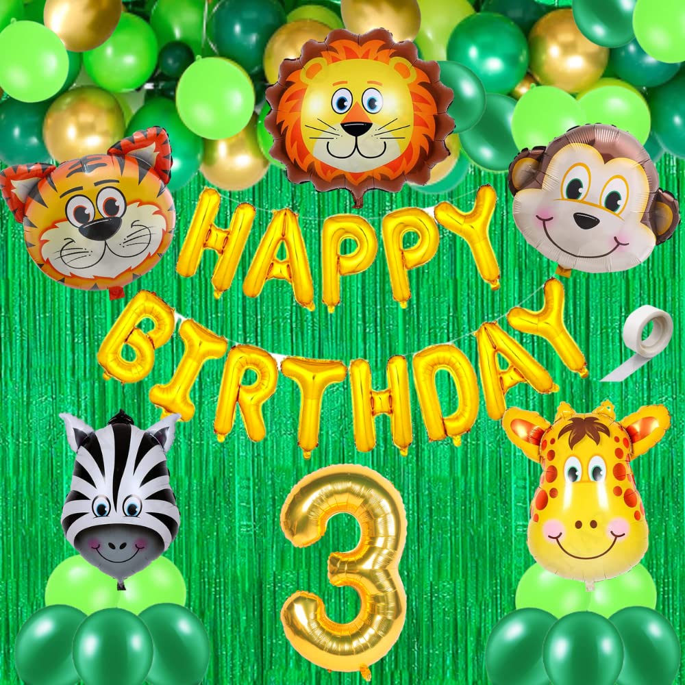 Fi  Flick In Latex & Paper 40 Pcs 3Rd Birthday Decoration For Boys Animal Theme Birthday Party Decorations (Pack Of 40, Multico