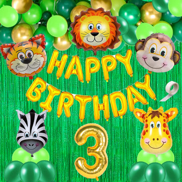 Fi  Flick In Latex & Paper 40 Pcs 3Rd Birthday Decoration For Boys Animal Theme Birthday Party Decorations (Pack Of 40, Multico
