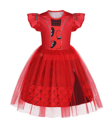 Wonderbabe Descendants Red Costume For Kids Bridget Pink Dress Red Descendants Costume Princess Halloween Dress Up Birthday Party Gift Size 5-6T