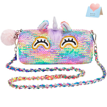 Cozyworld Unicorn Purse Flip Sequin Unicorn Toys Plush Animal Shaped Purse, Kids Fashion Handbags
