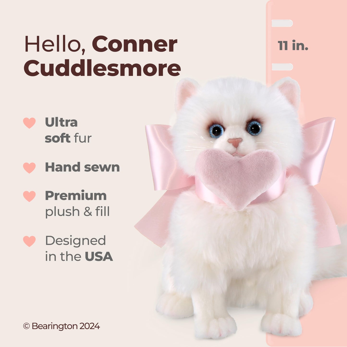Bearington Pretty Kitty Stuffed Cat, 10 Inch Kitten Stuffed Animal