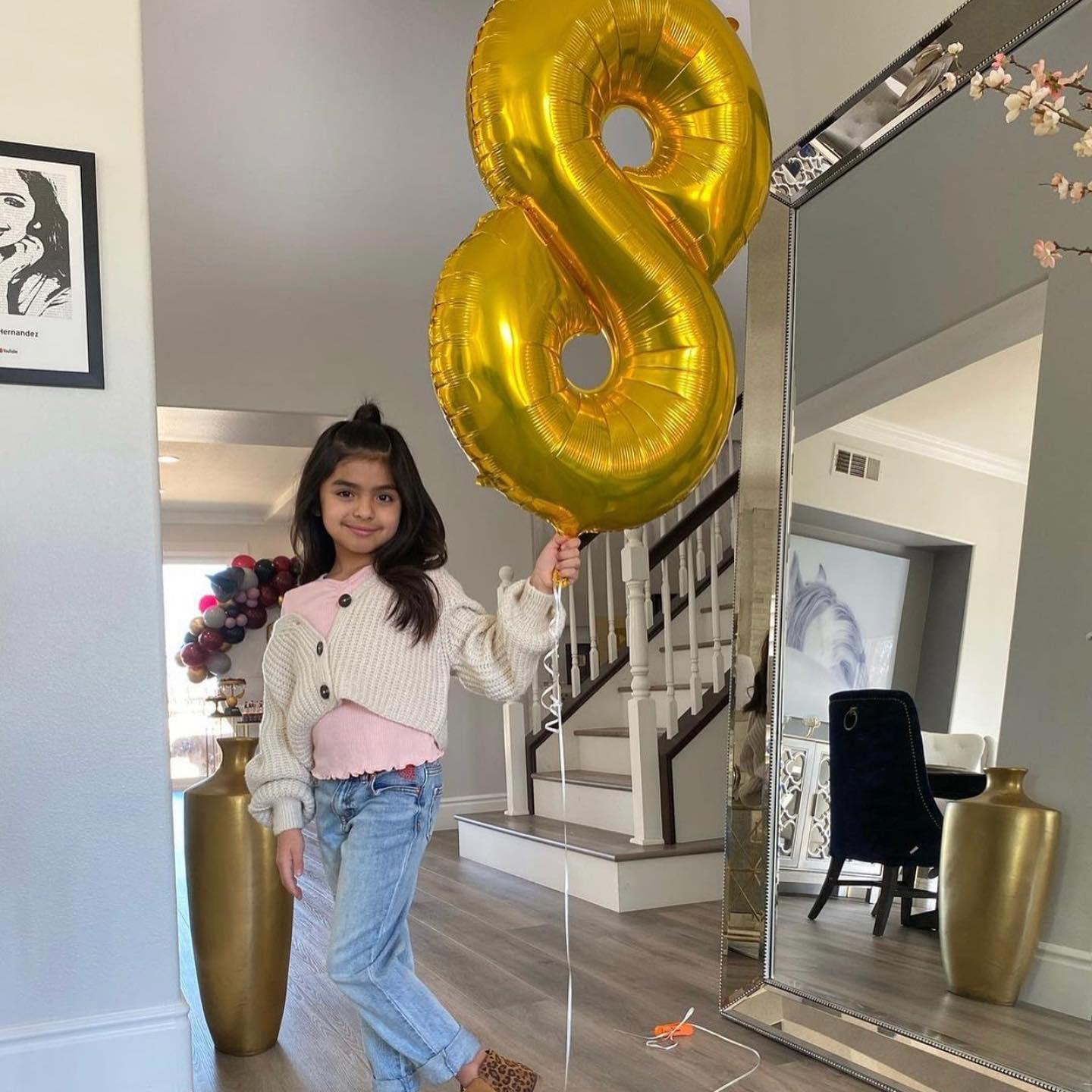Gold Number 8 Balloon 40 Inch, 8 Balloon Number, 8Th Birthday Decorations, Gold Party Supplies For Boys Girls